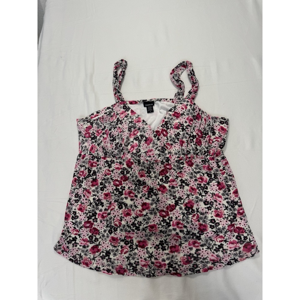 Torrid Size‎ 3 Floral Pink Grey Sleeveless Top V Neck